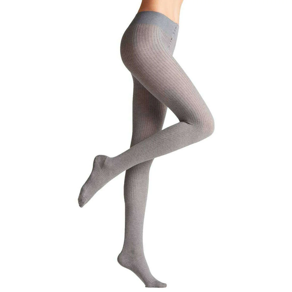 Falke Family Rib Tights - Light Grey Mel - Image 2