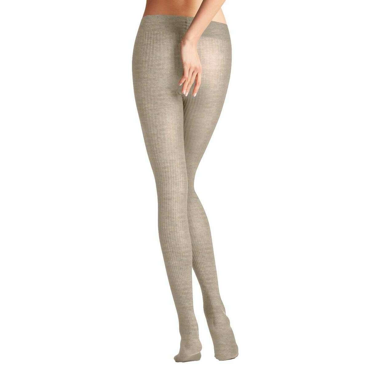 Falke Family Rib Tights - Linen Mel Beige - Image 3