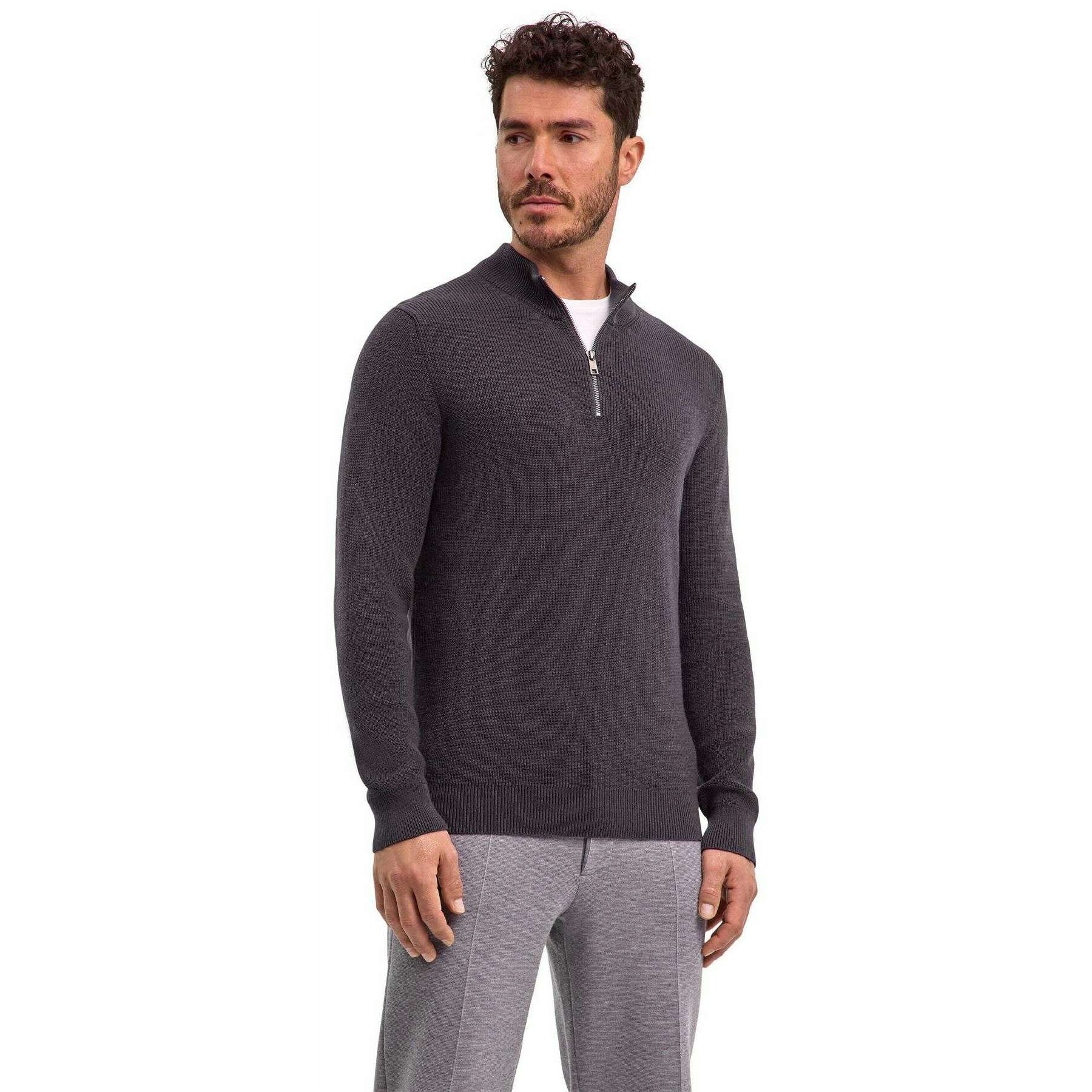 Falke Half Cardigan Half-Zip Sweater - Asphalt Mel Grey - Image 2