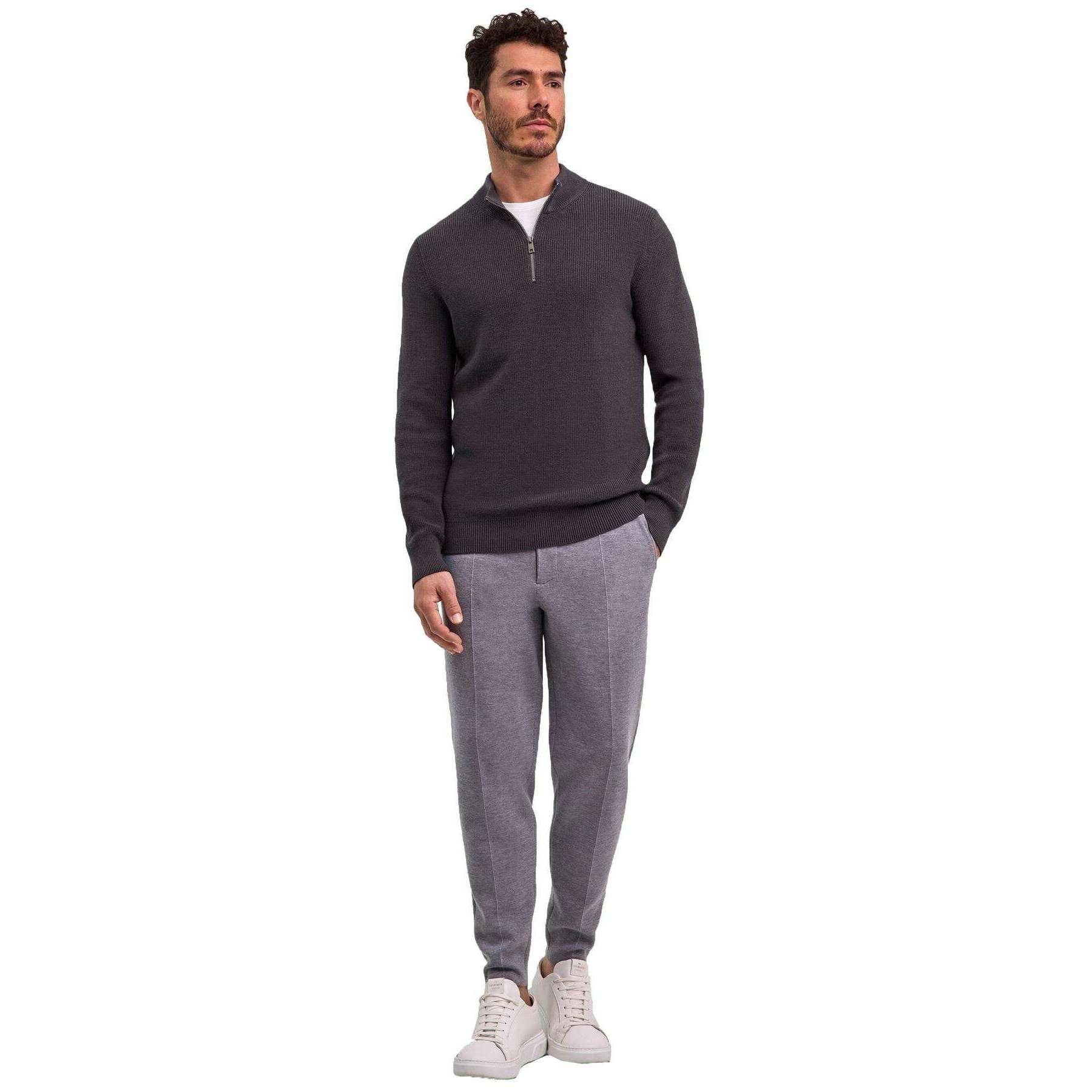 Falke Half Cardigan Half-Zip Sweater - Asphalt Mel Grey - Image 6