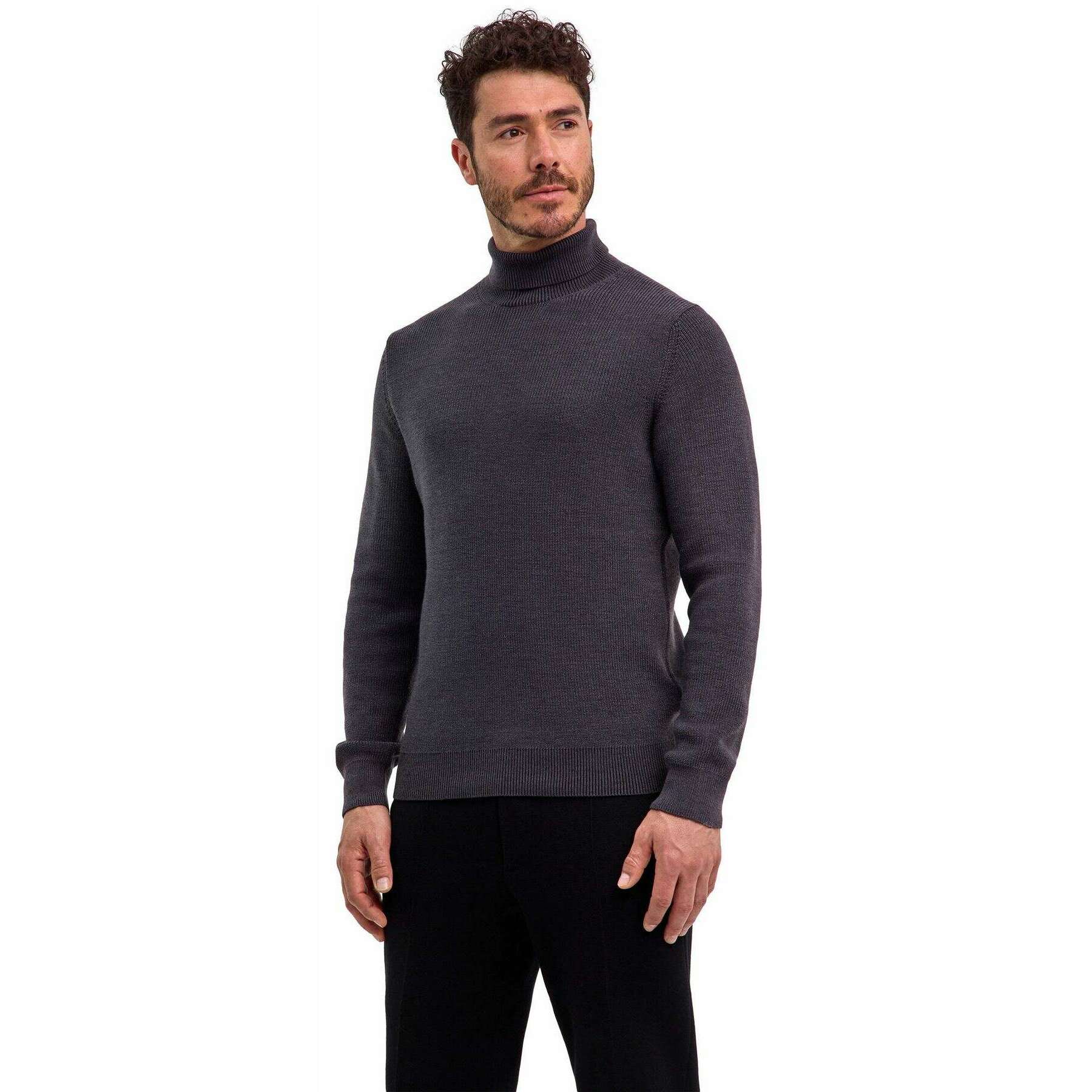 Falke Half Cardigan Roll Neck Sweater - Asphalt Mel Grey - Image 2
