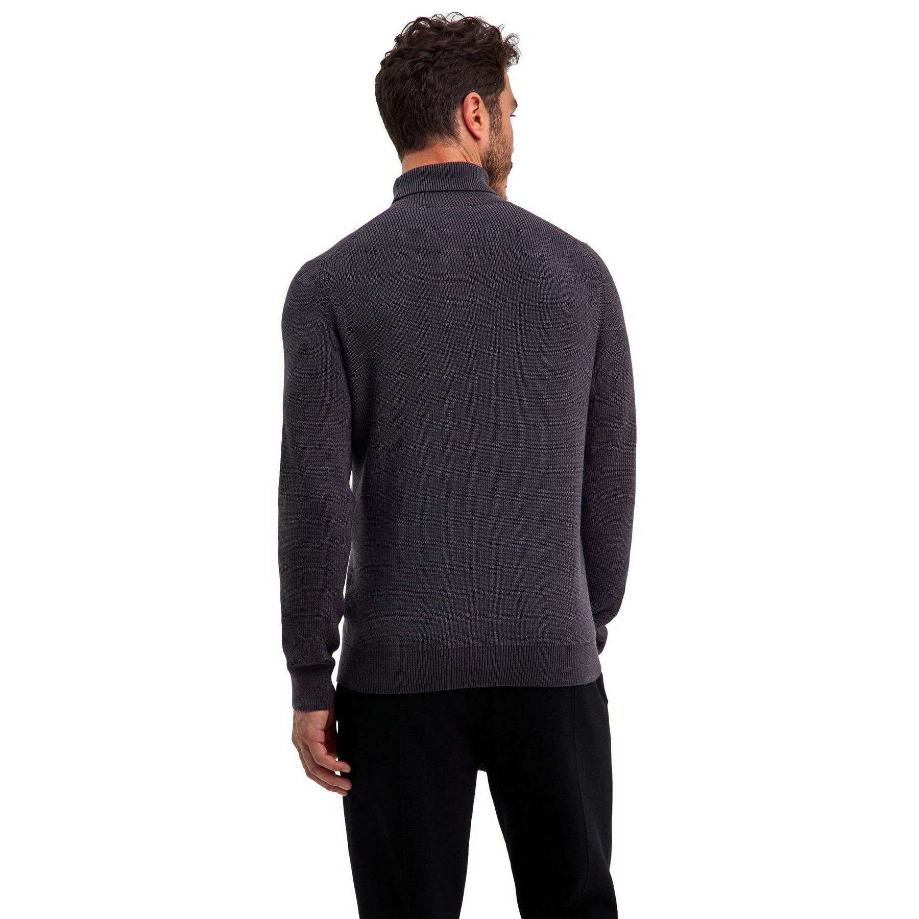 Falke Half Cardigan Roll Neck Sweater - Asphalt Mel Grey - Image 3