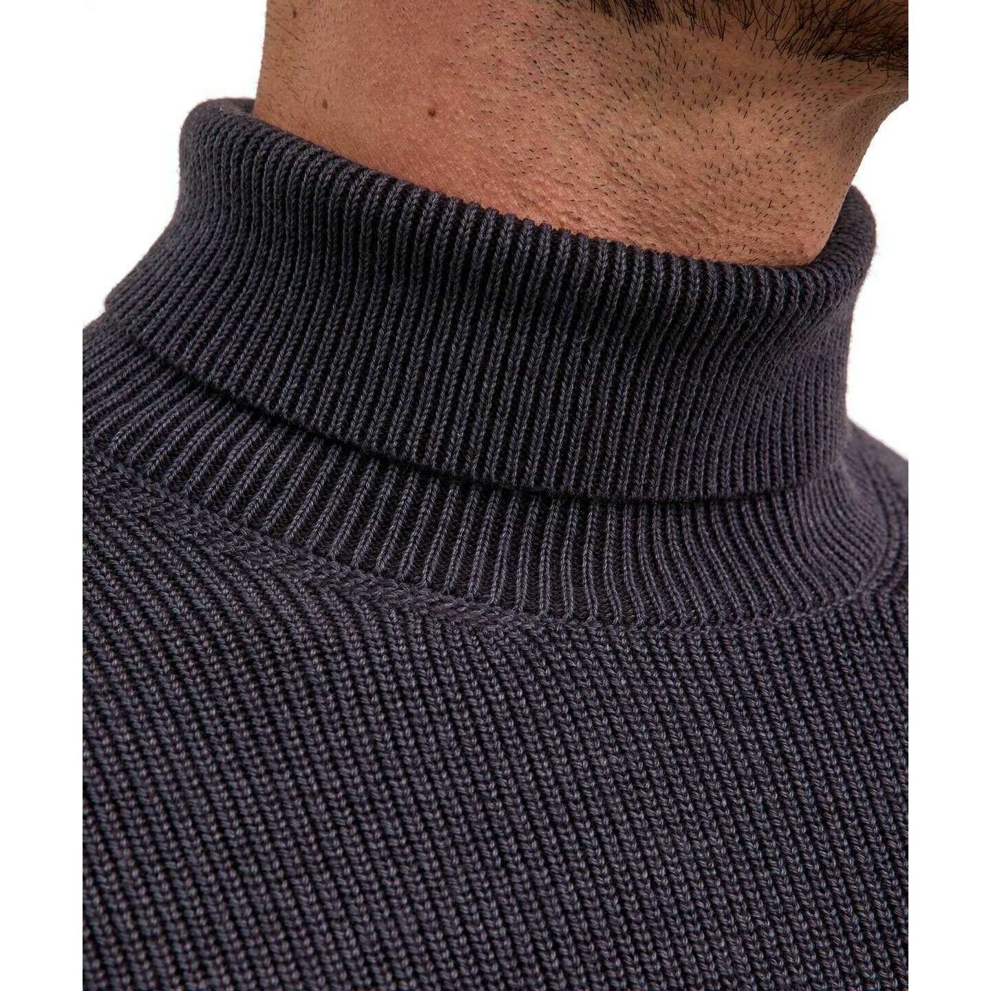 Falke Half Cardigan Roll Neck Sweater - Asphalt Mel Grey - Image 4