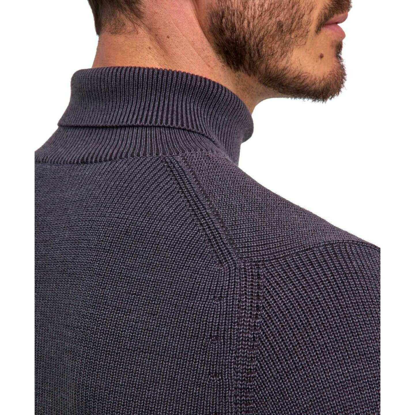 Falke Half Cardigan Roll Neck Sweater - Asphalt Mel Grey - Image 5