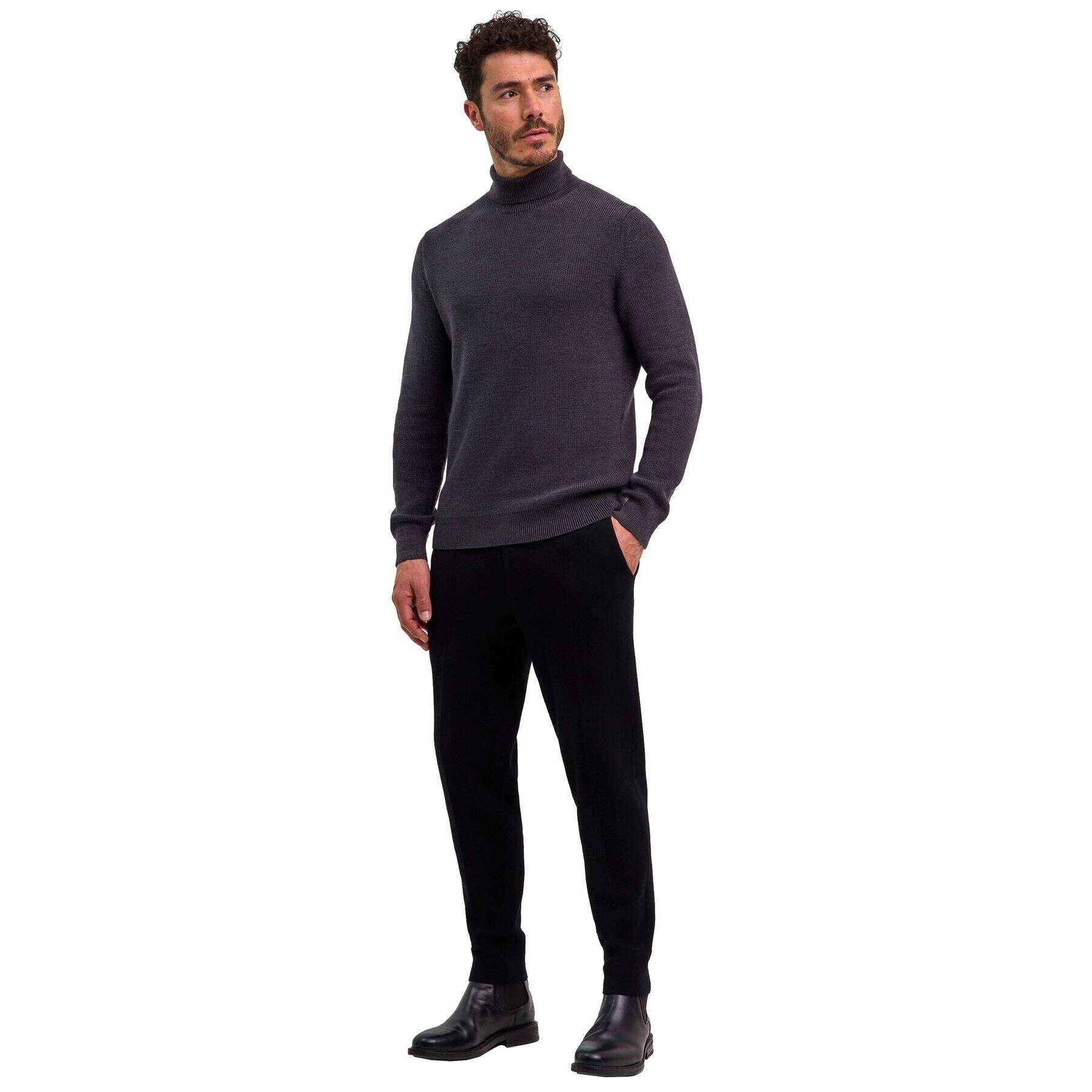 Falke Half Cardigan Roll Neck Sweater - Asphalt Mel Grey - Image 6