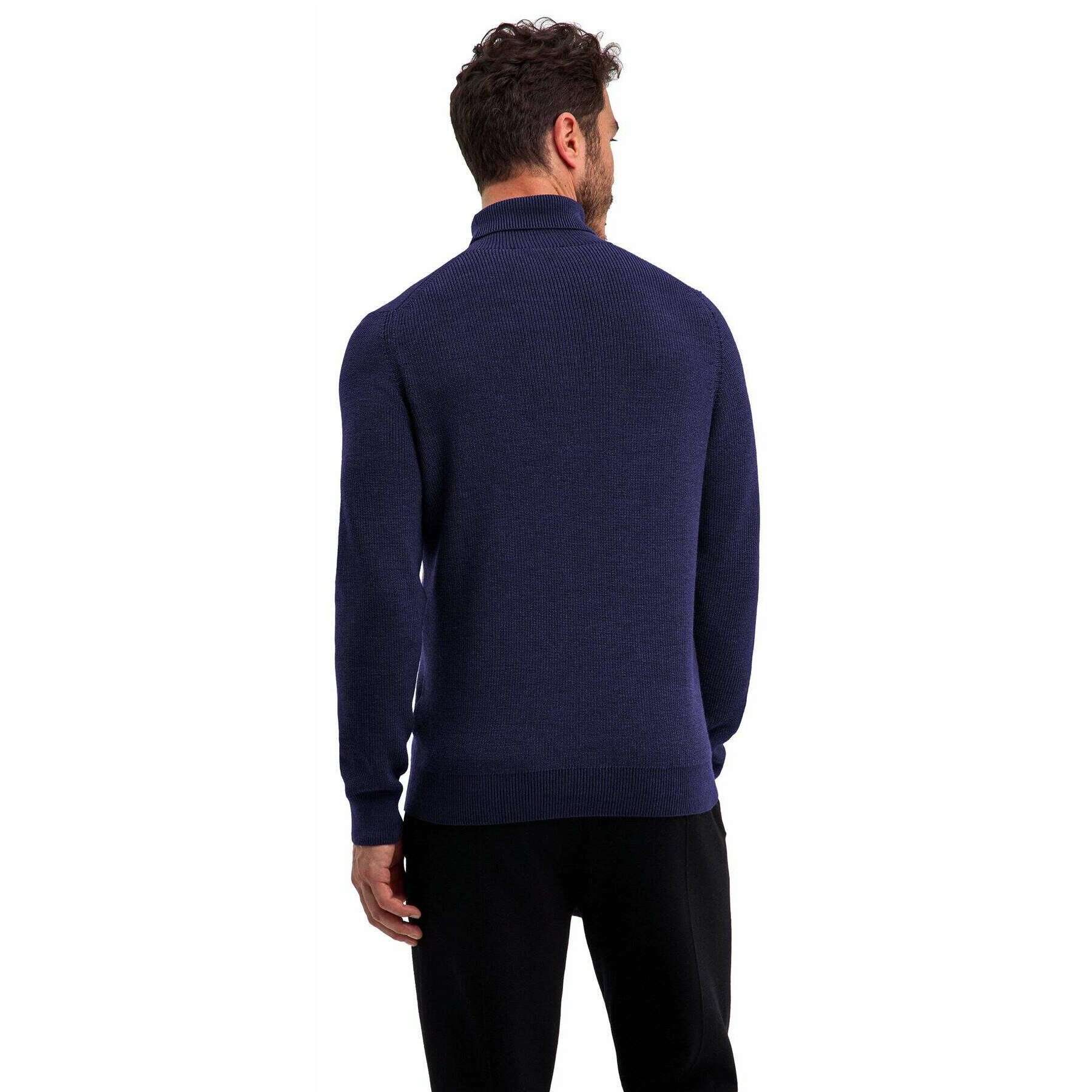 Falke Half Cardigan Roll Neck Sweater - Plum Navy - Image 3