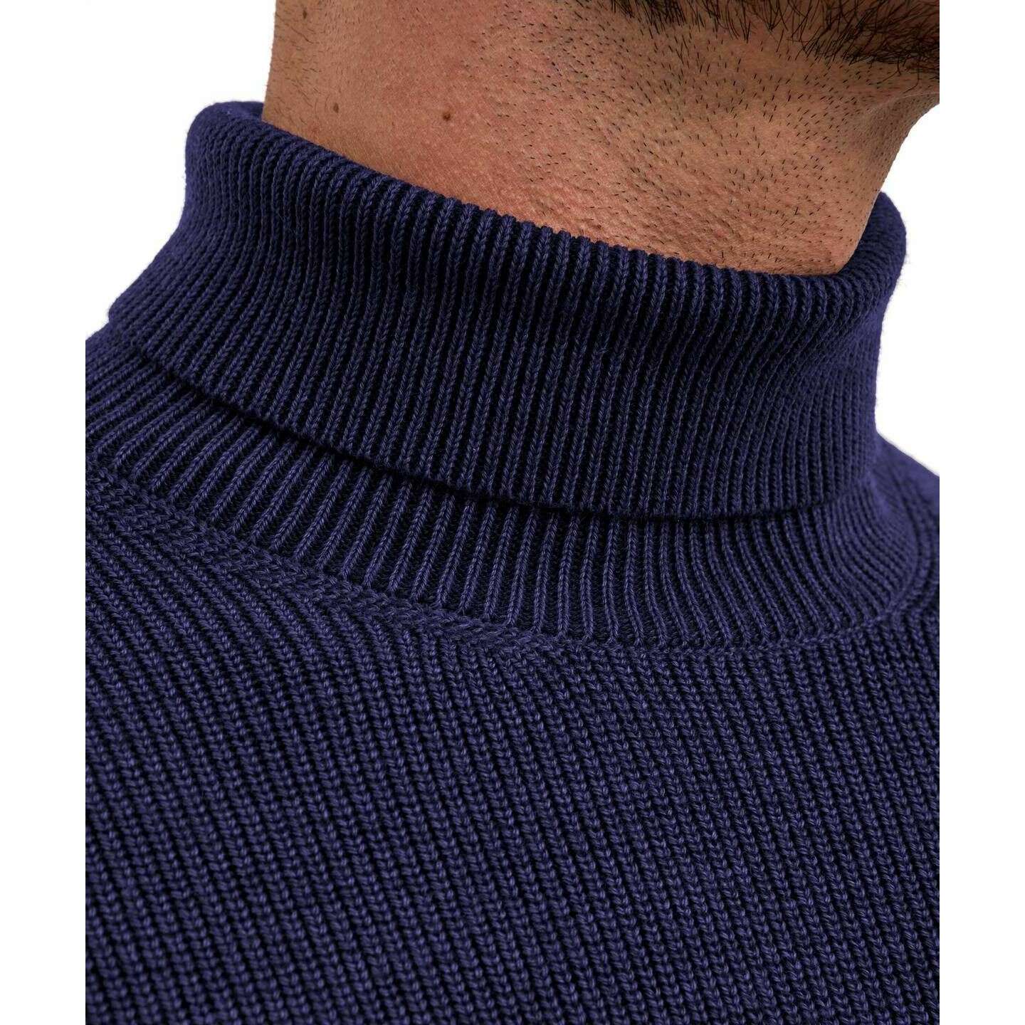 Falke Half Cardigan Roll Neck Sweater - Plum Navy - Image 4