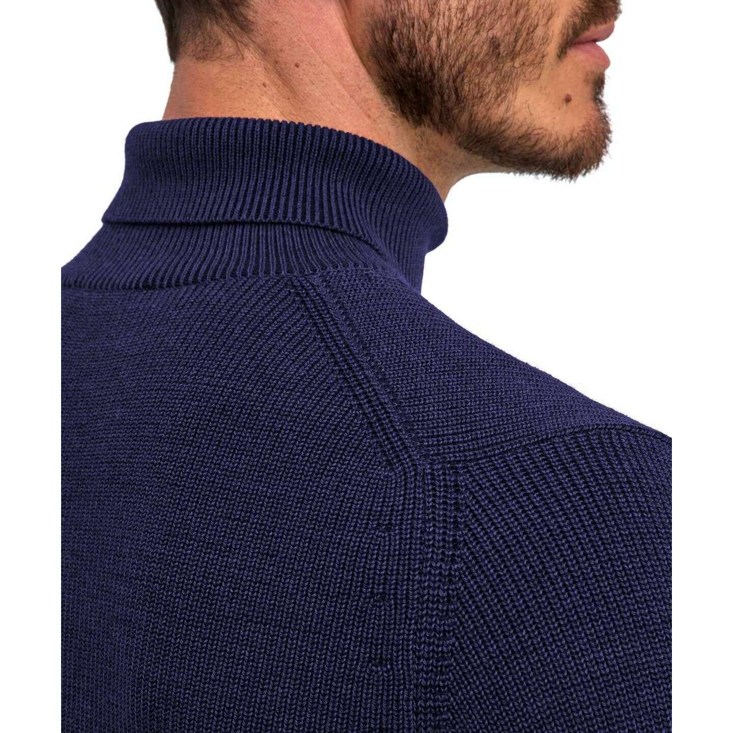 Falke Half Cardigan Roll Neck Sweater - Plum Navy - Image 5