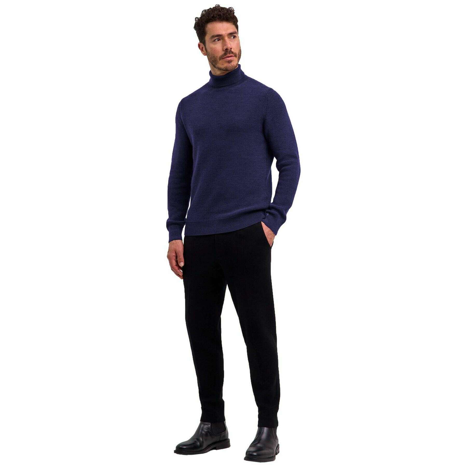 Falke Half Cardigan Roll Neck Sweater - Plum Navy - Image 6