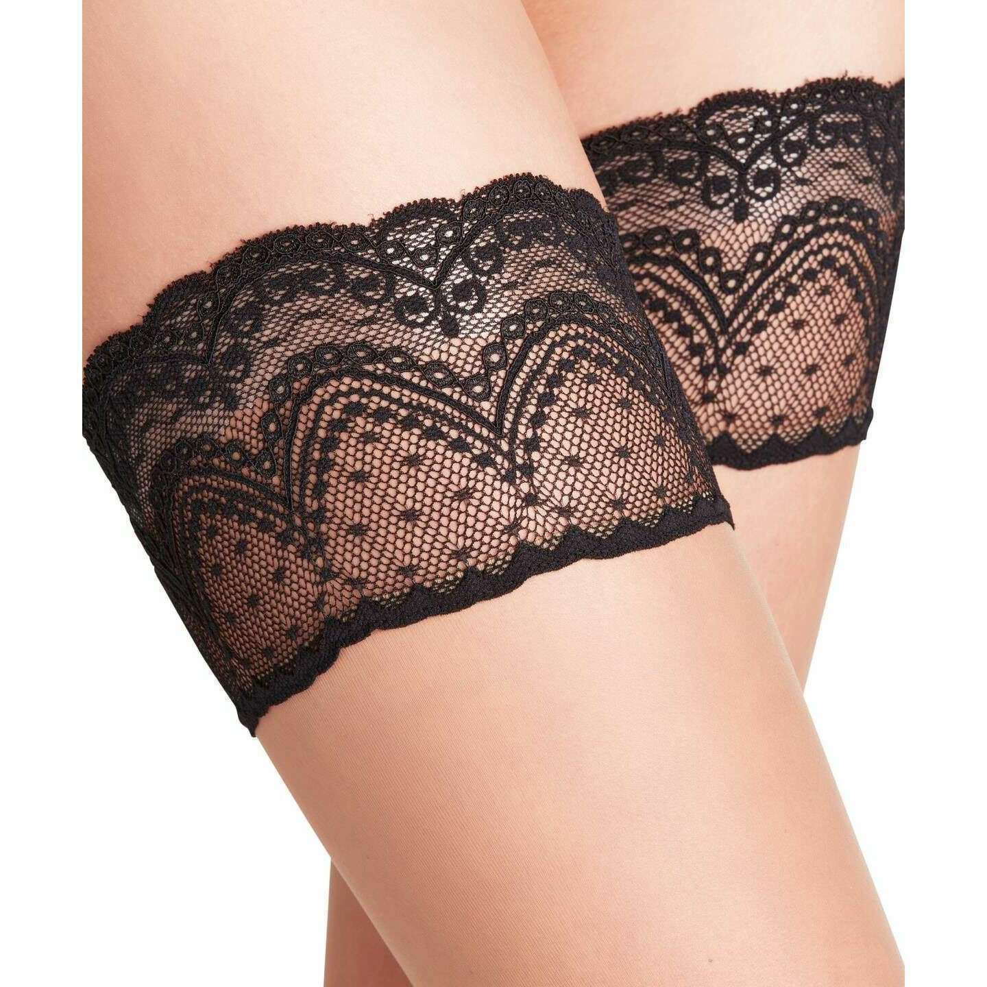 Falke Invisible Deluxe 8 Denier Stay-Ups - Bras/Black - Image 5