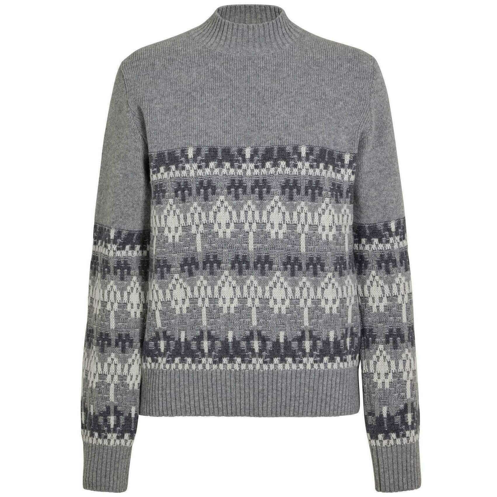 Falke Jacquard Mock Neck Sweater - Grey Mel