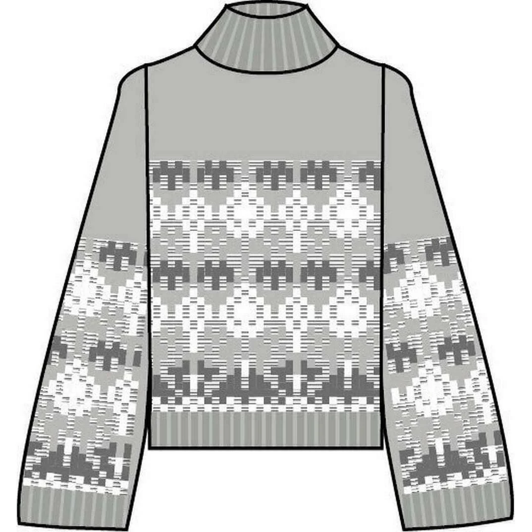 Falke Jacquard Mock Neck Sweater - Grey Mel - Image 2