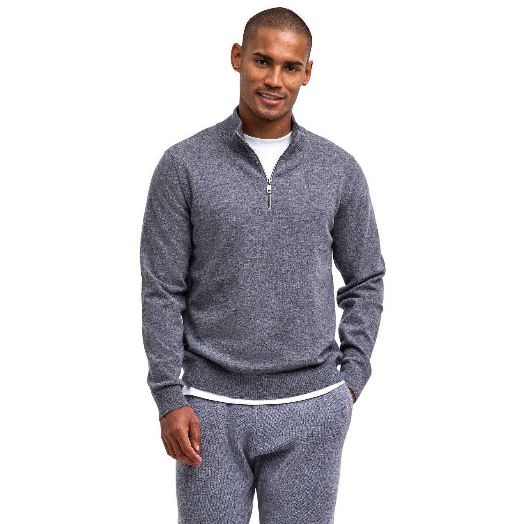 Falke Lambswool Half-Zip Sweater - Heather Dark Grey - Image 2