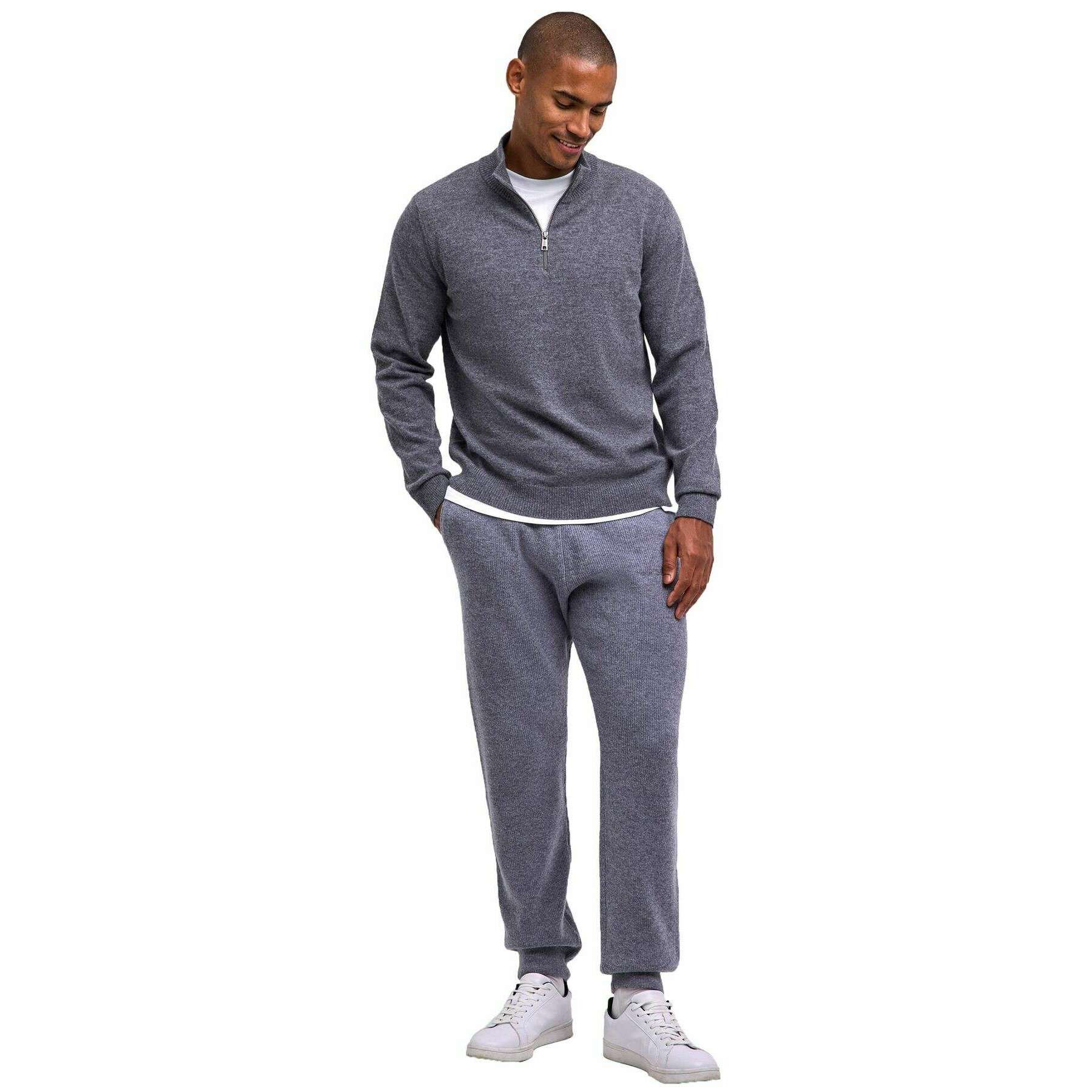 Falke Lambswool Half-Zip Sweater - Heather Dark Grey - Image 6