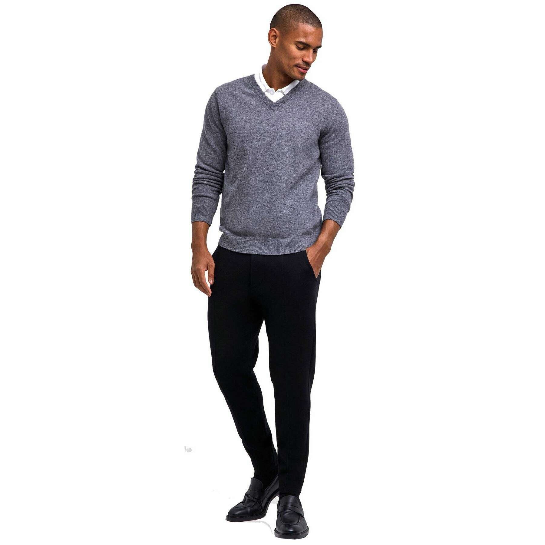 Falke Lambswool V-Neck Sweater - Heather Dark Grey - Image 6
