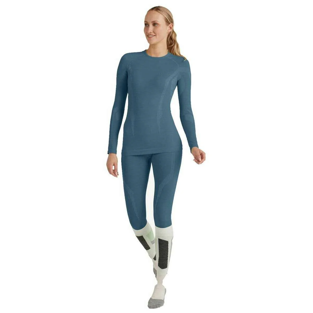 Falke Long Sleeve Wool Tech Shirt - Capitain Blue - Image 4
