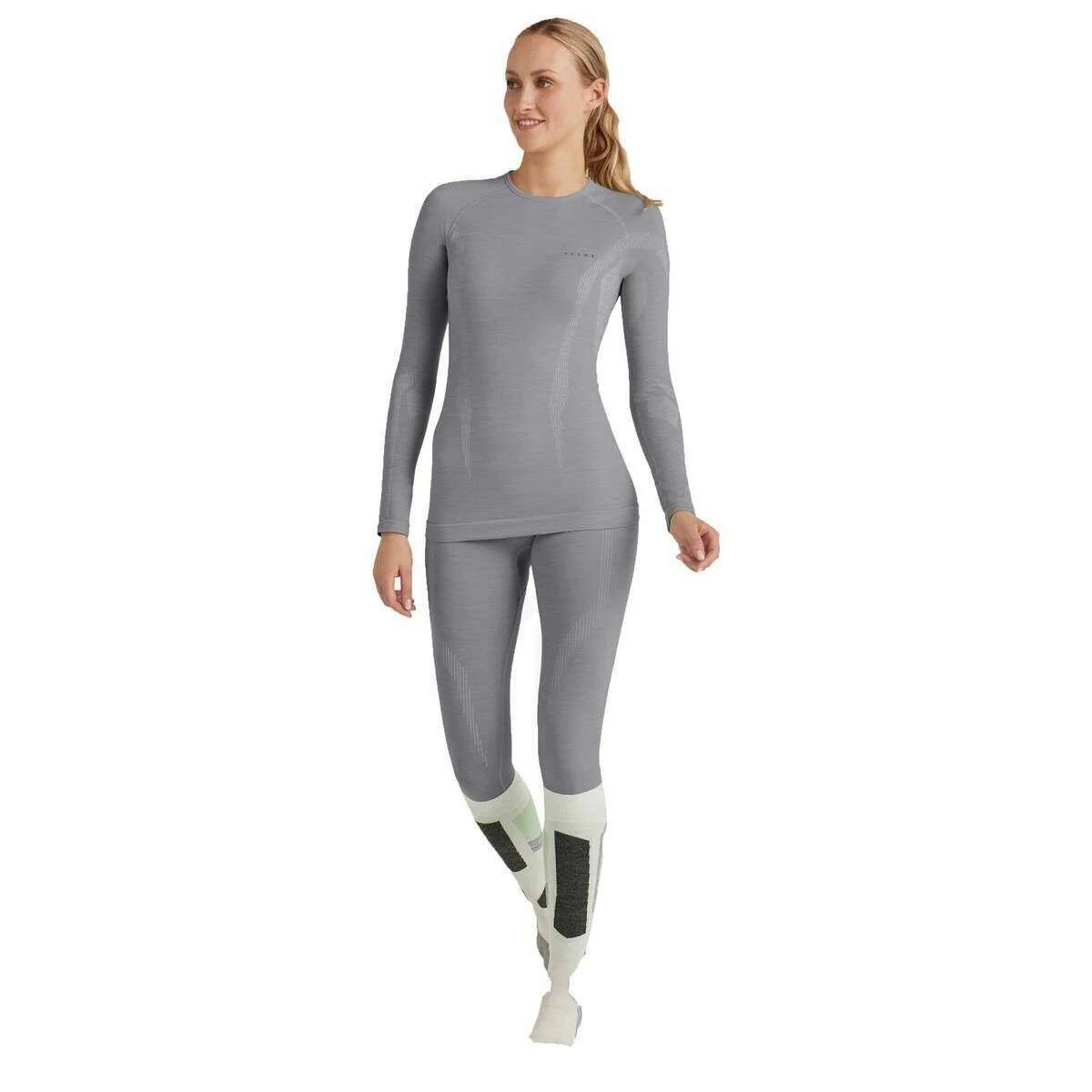 Falke Long Sleeve Wool Tech Shirt - Grey Heather - Image 4