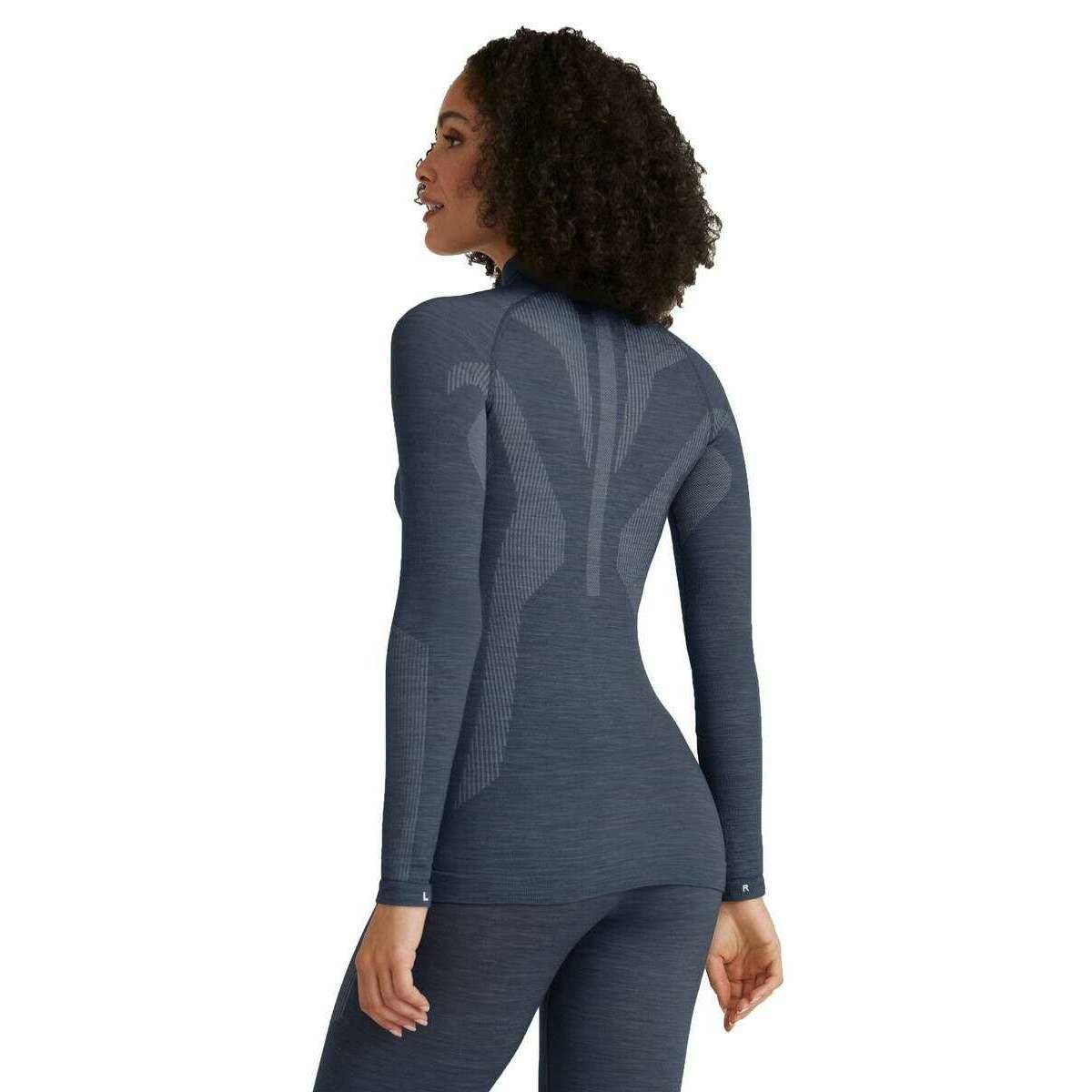 Falke Long Sleeve Zip Wool Tech Shirt - Capitain Blue - Image 2
