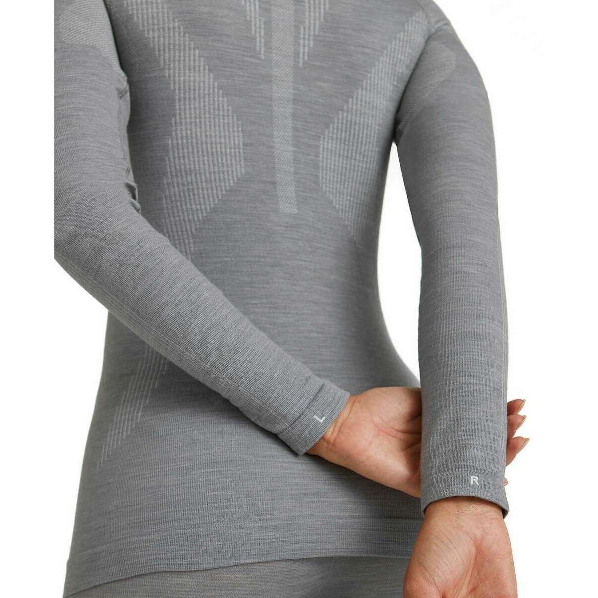 Falke Long Sleeve Zip Wool Tech Shirt - Grey Heather - Image 6