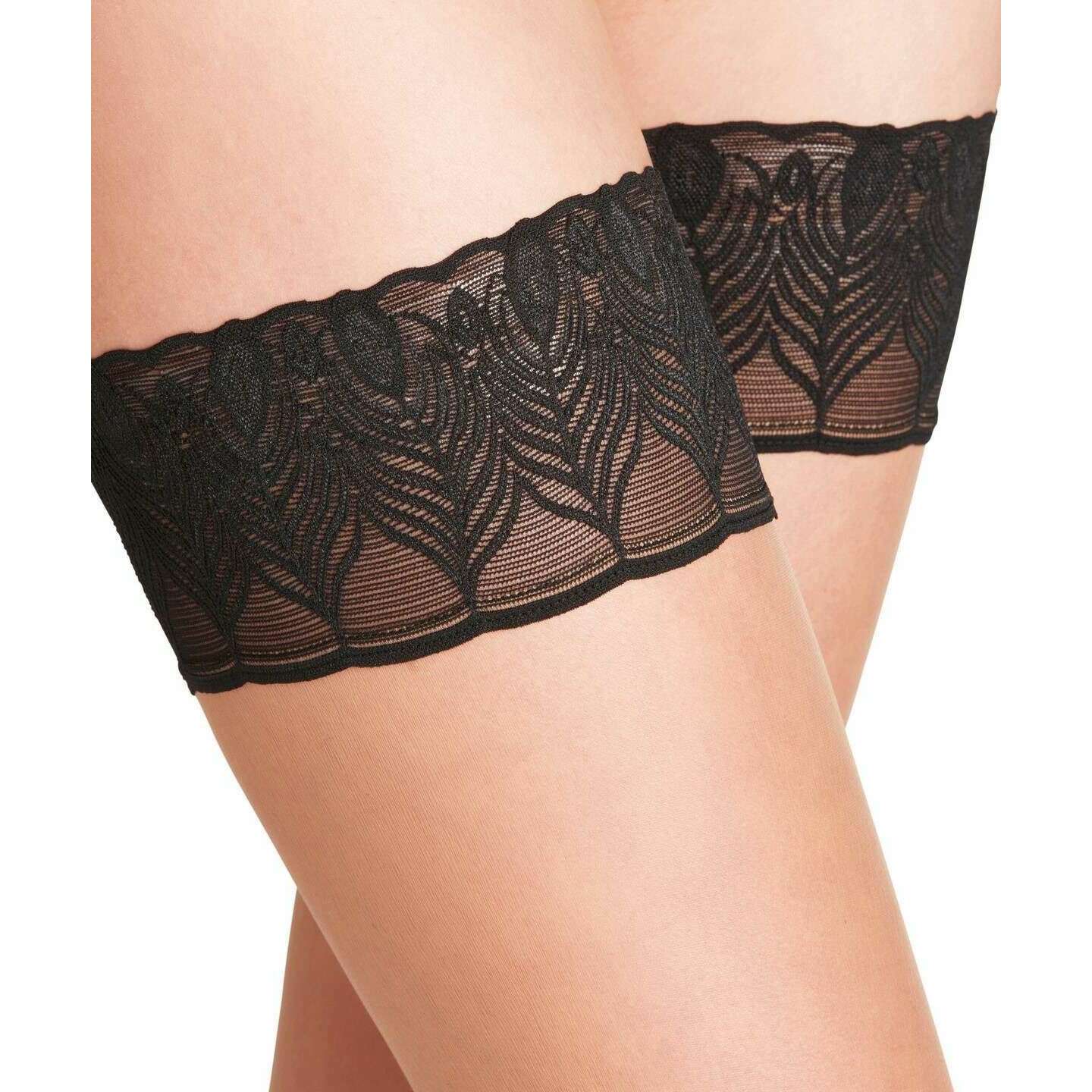 Falke Lunelle 8 Denier Stay-Ups - Powder/Black - Image 5