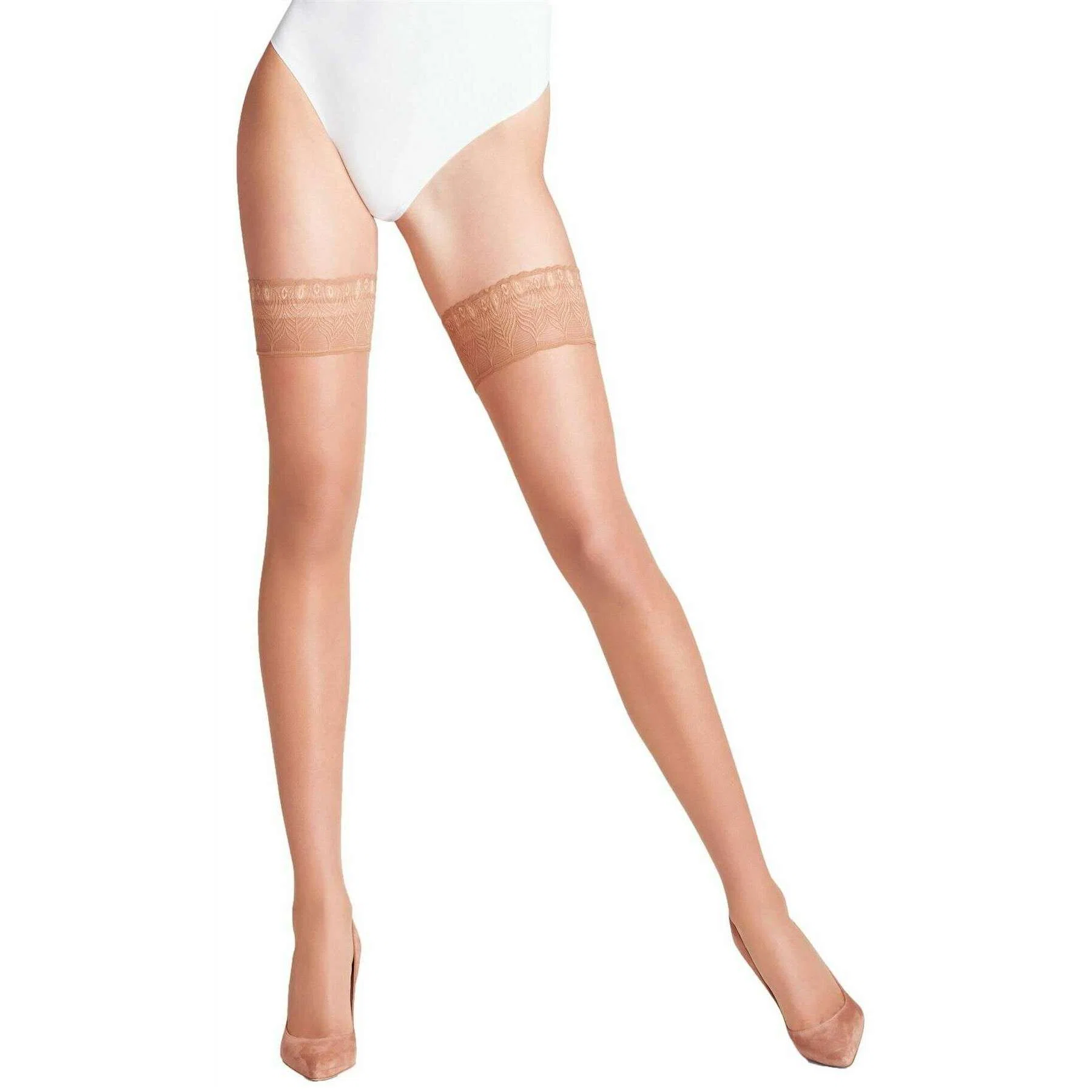 Falke Lunelle 8 Denier Stay-Ups - Powder Brown - Image 4