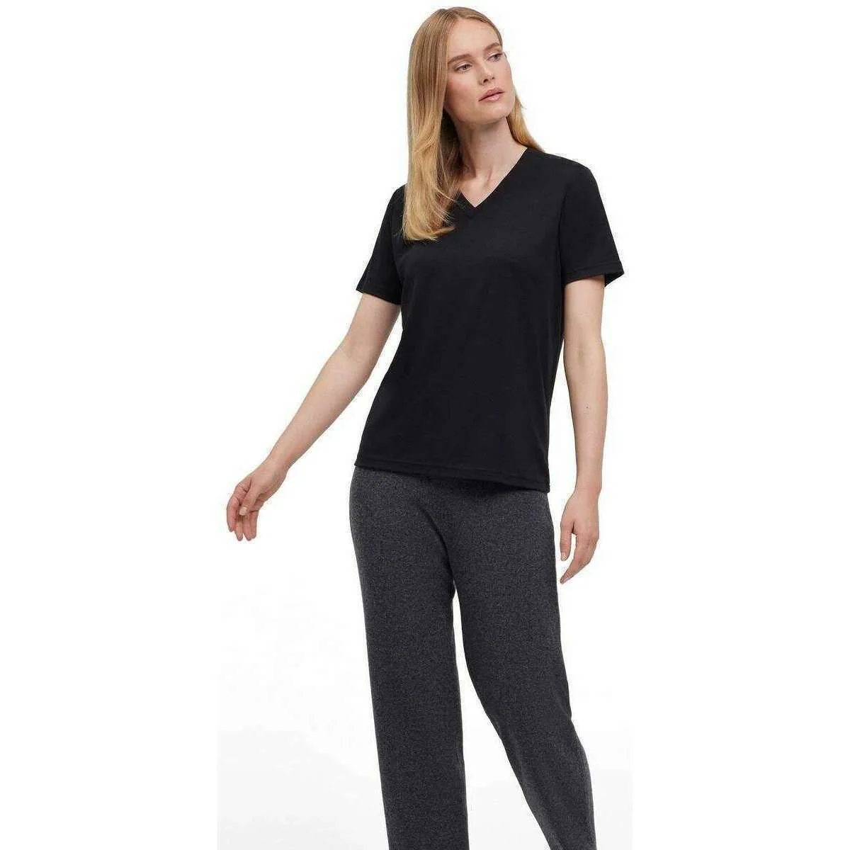 Falke Lyocell Blend V-Neck T-Shirt - Black - Image 6