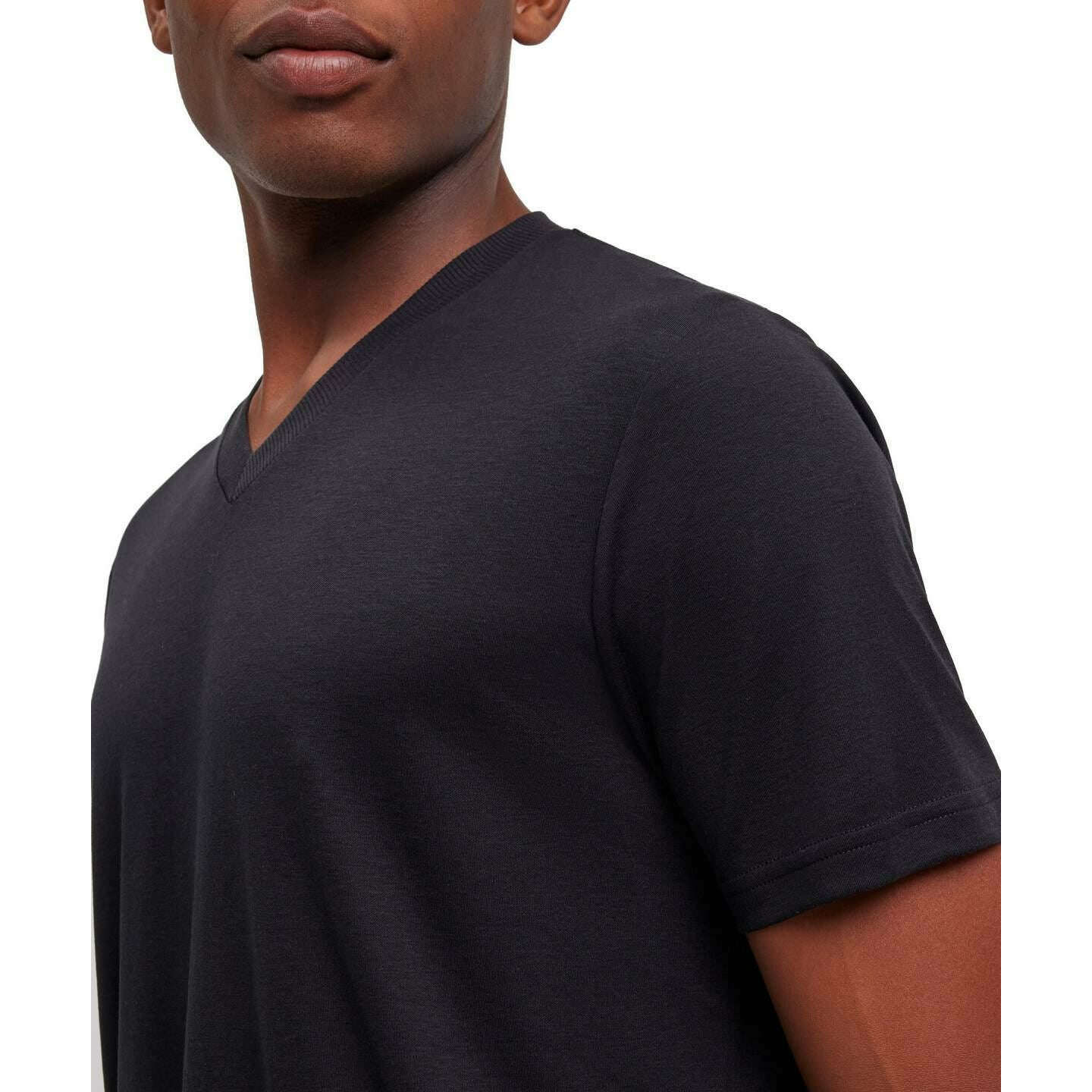 Falke Lyocell Blend V-Neck T-Shirt - Black - Image 4