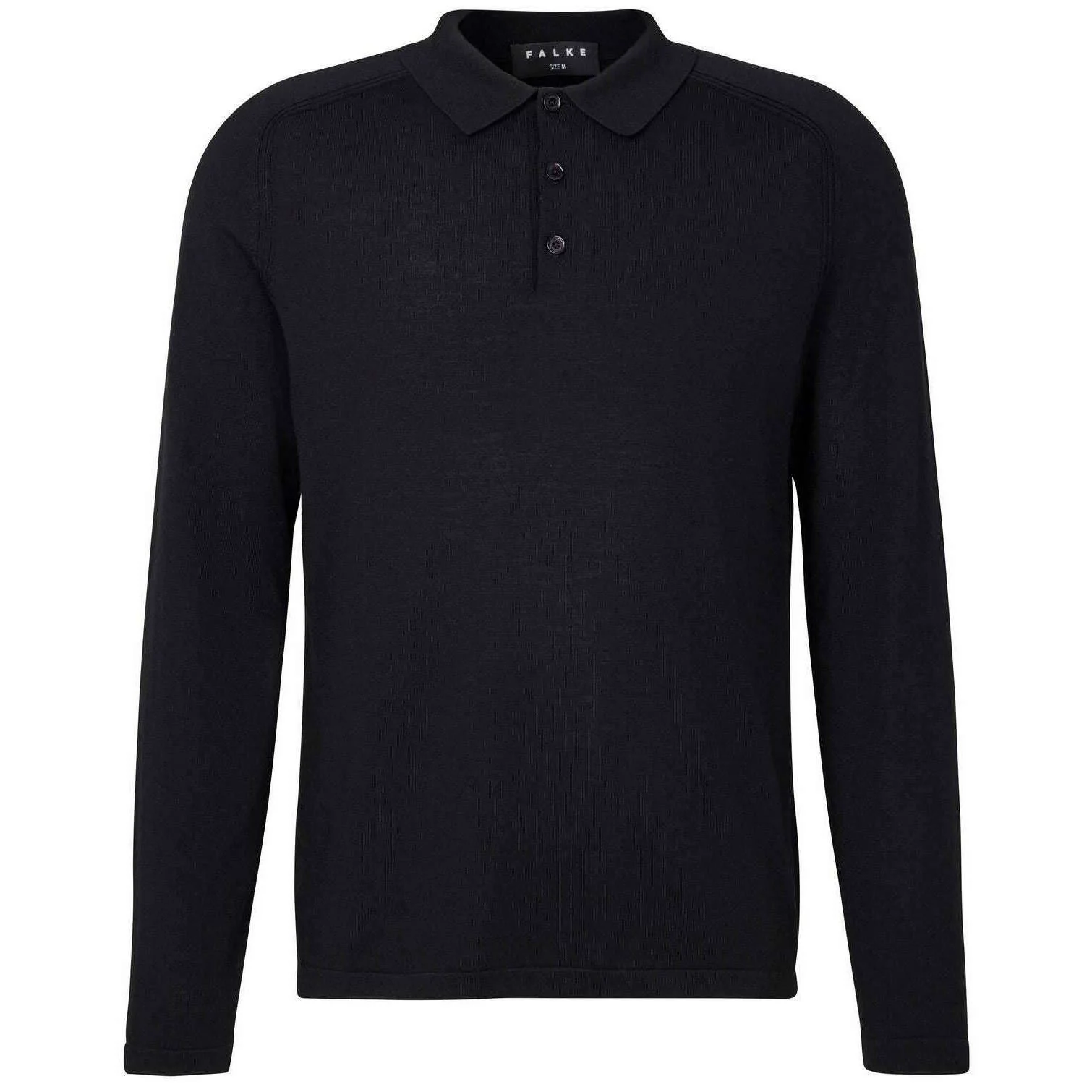 Falke Merino Ultra-Fine Long Sleeve Polo Shirt - Black