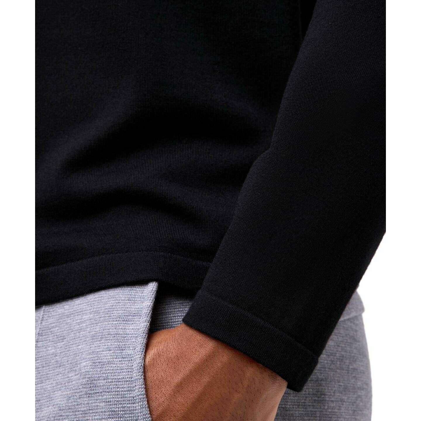 Falke Merino Ultra-Fine Long Sleeve Polo Shirt - Black - Image 3