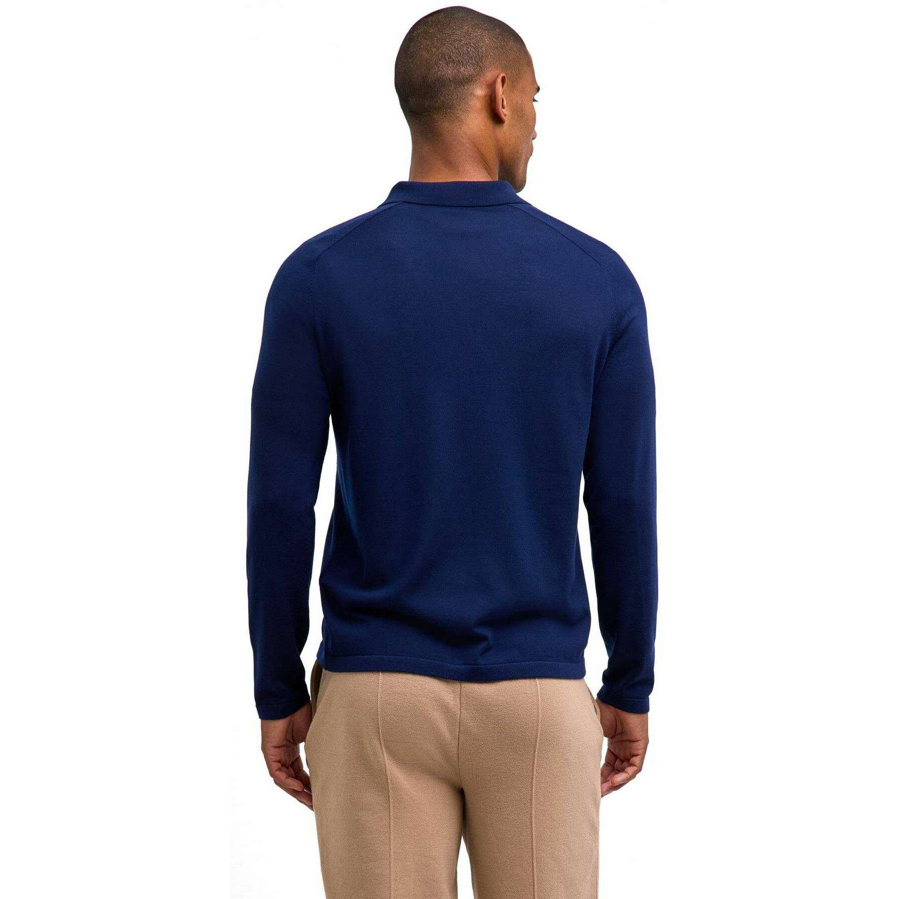 Falke Merino Ultra-Fine Long Sleeve Polo Shirt - Space Blue - Image 3