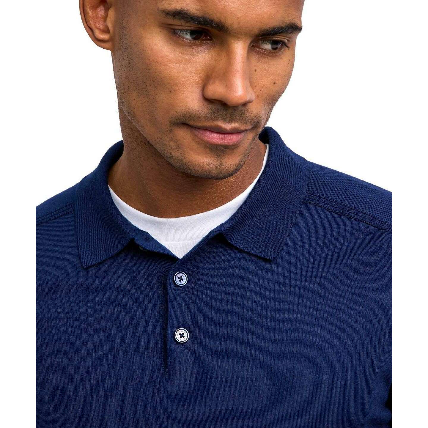 Falke Merino Ultra-Fine Long Sleeve Polo Shirt - Space Blue - Image 4