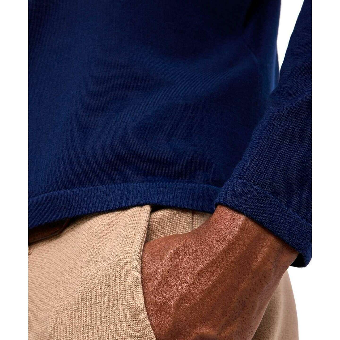 Falke Merino Ultra-Fine Long Sleeve Polo Shirt - Space Blue - Image 5