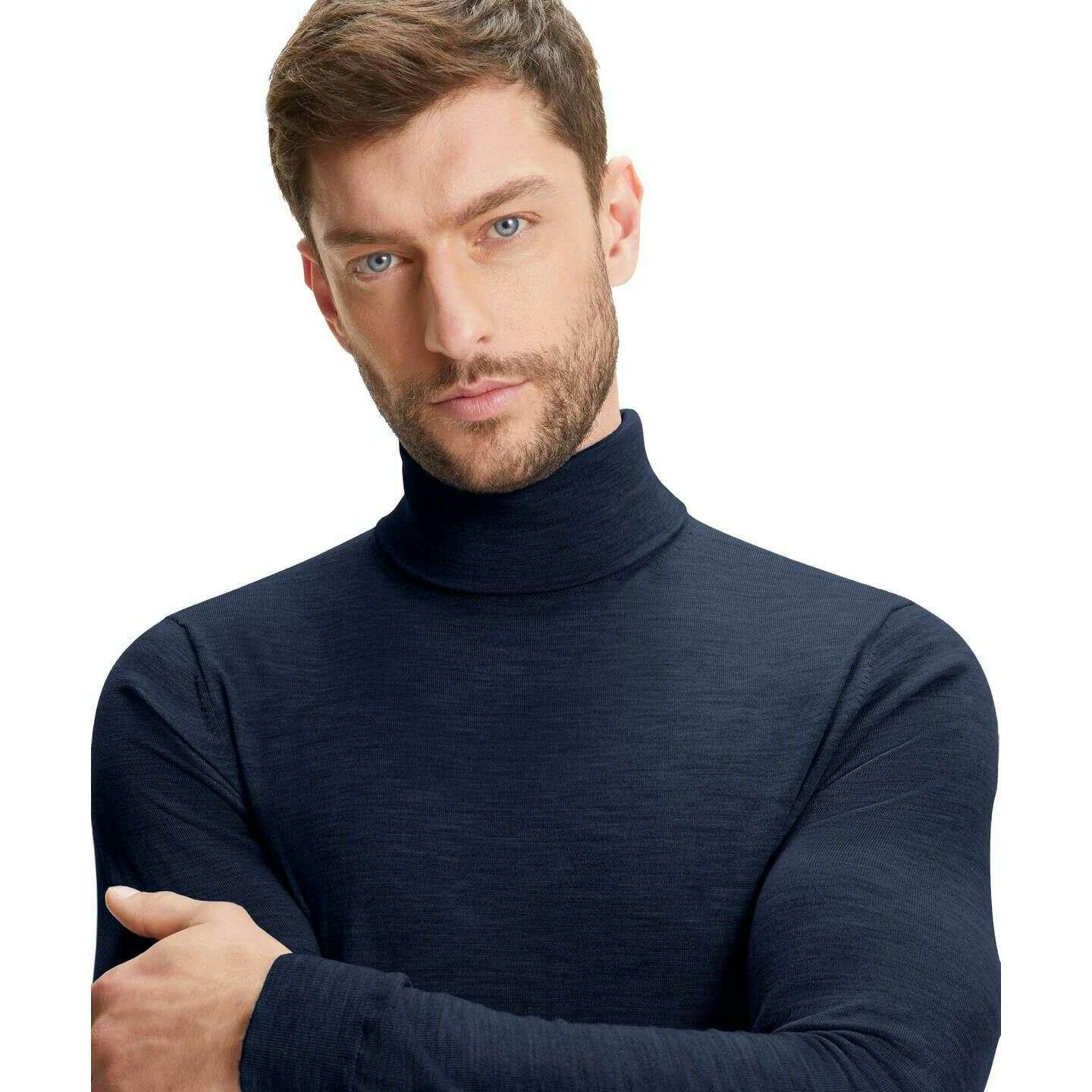 Falke Merino Ultra-Fine Roll Neck Sweater - Space Blue - Image 3