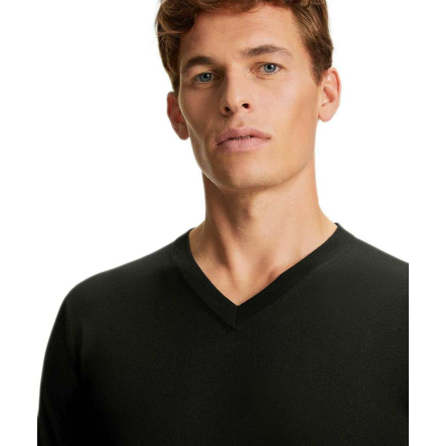 Falke Merino Ultra-Fine V-Neck Sweater - Black - Image 4