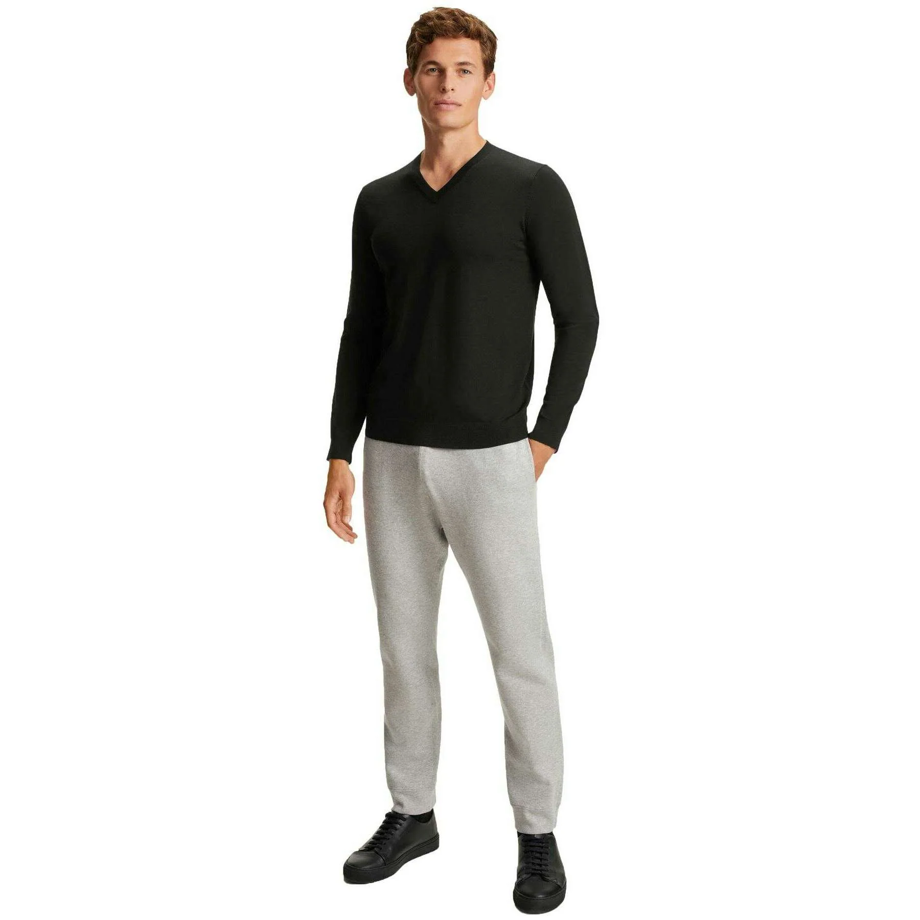 Falke Merino Ultra-Fine V-Neck Sweater - Black - Image 6