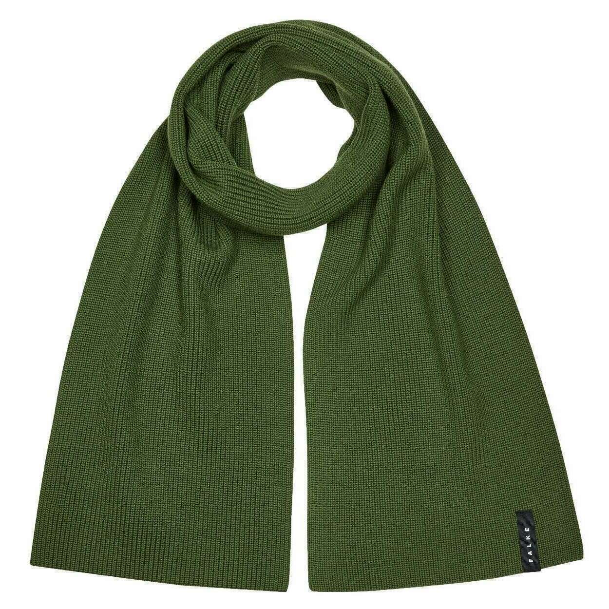 Falke Merino Ultrafine Ribbed Scarf - Olive Green