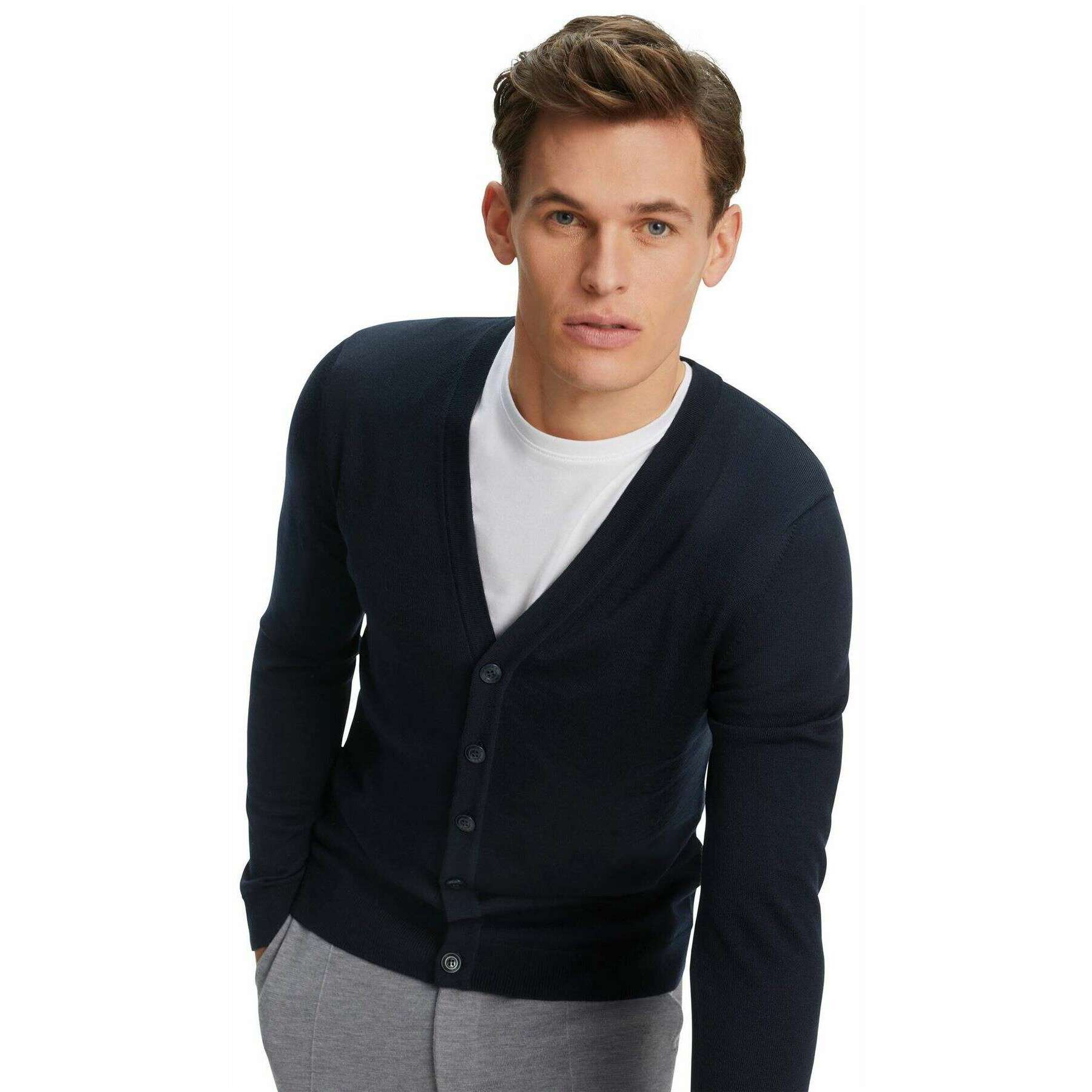 Falke Merino X-Fine Cardigan - Night Sky Navy - Image 4