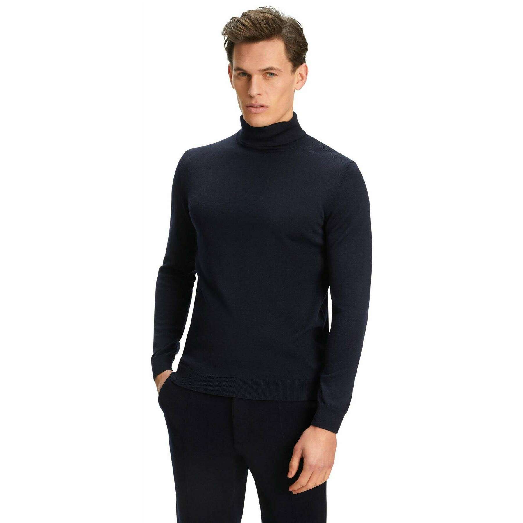 Falke Merino X-Fine Roll Neck Sweater - Night Sky Navy - Image 2