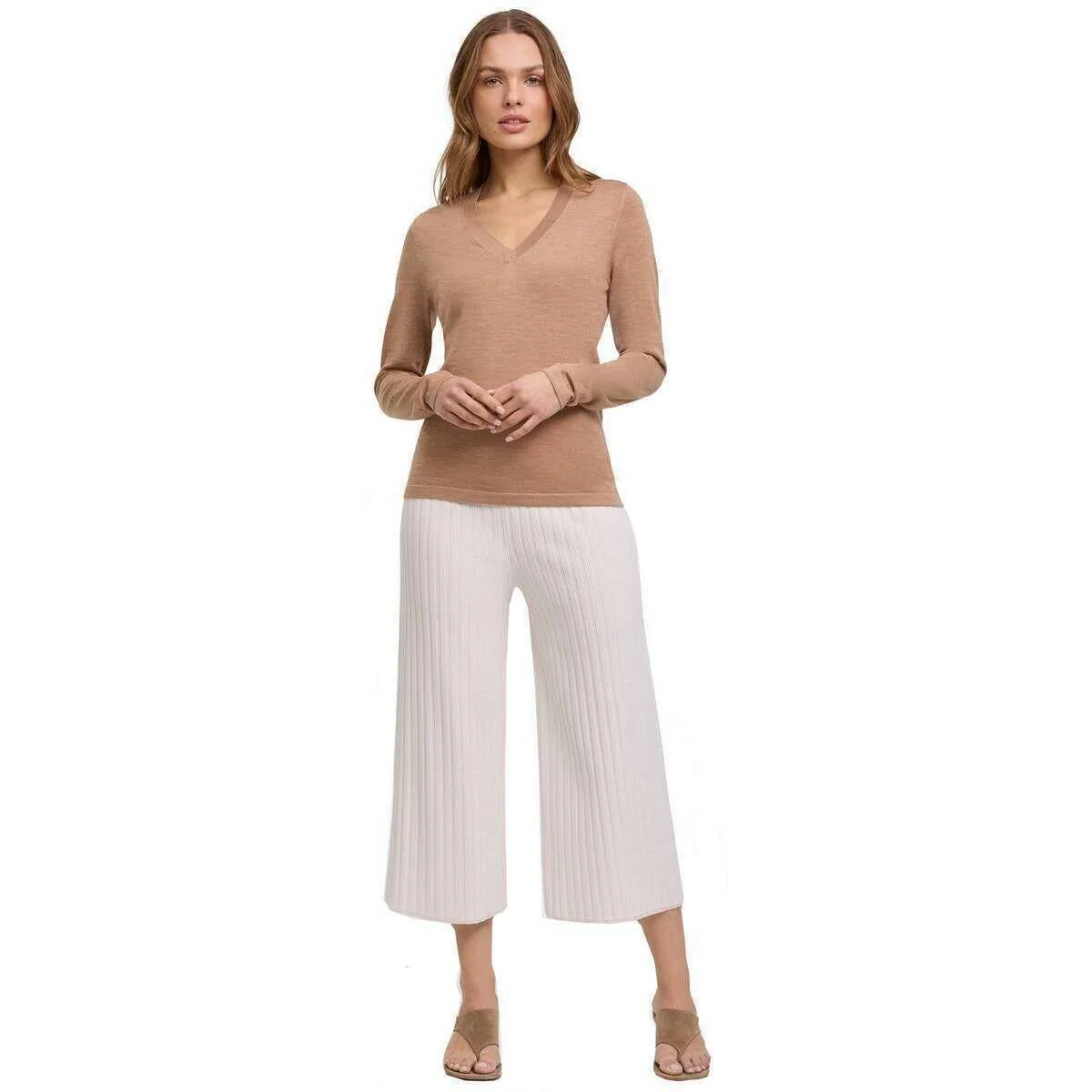 Falke Merino X-Fine V-Neck Sweater - Camel Beige - Image 6