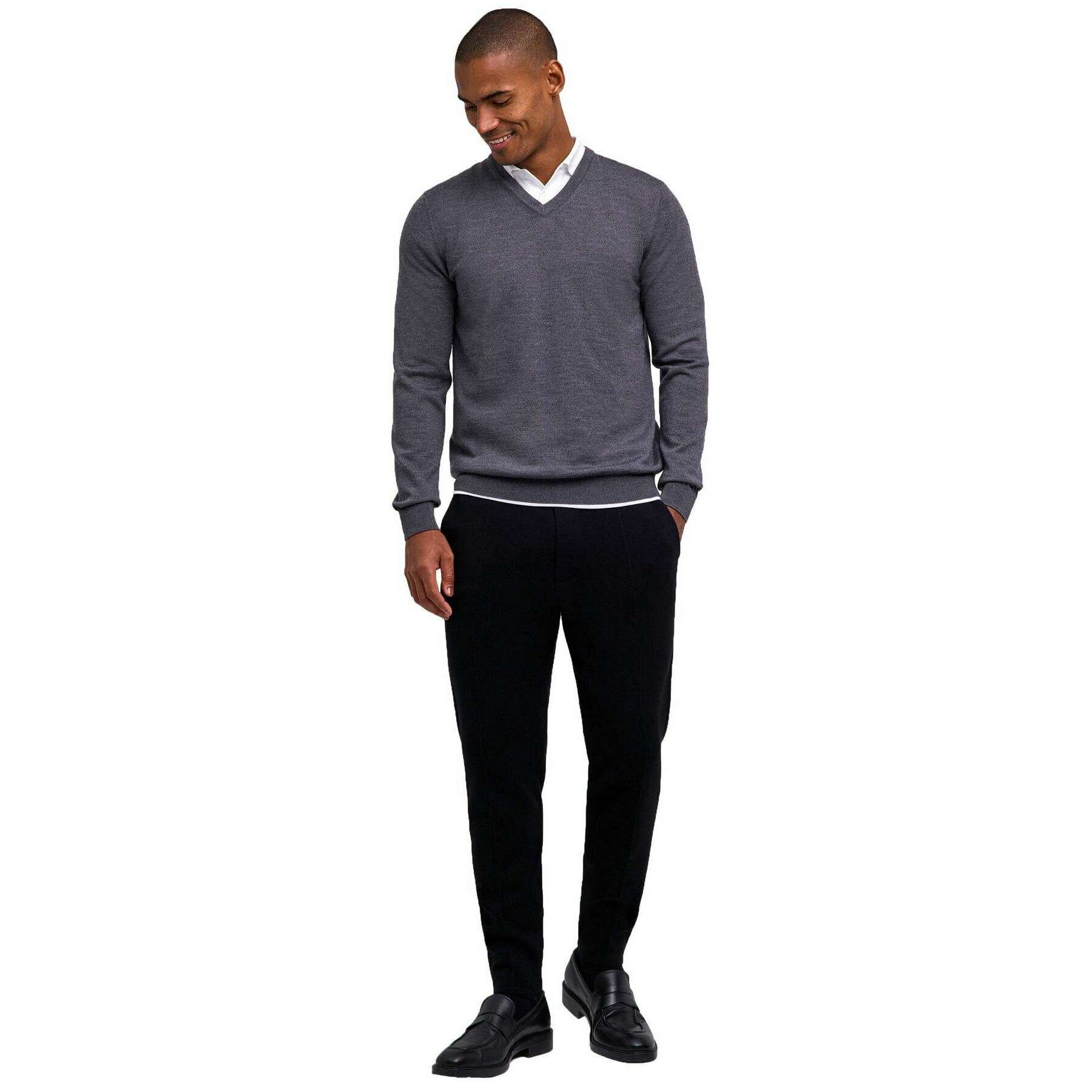 Falke Merino X-Fine V-Neck Sweater - Dark Grey - Image 6