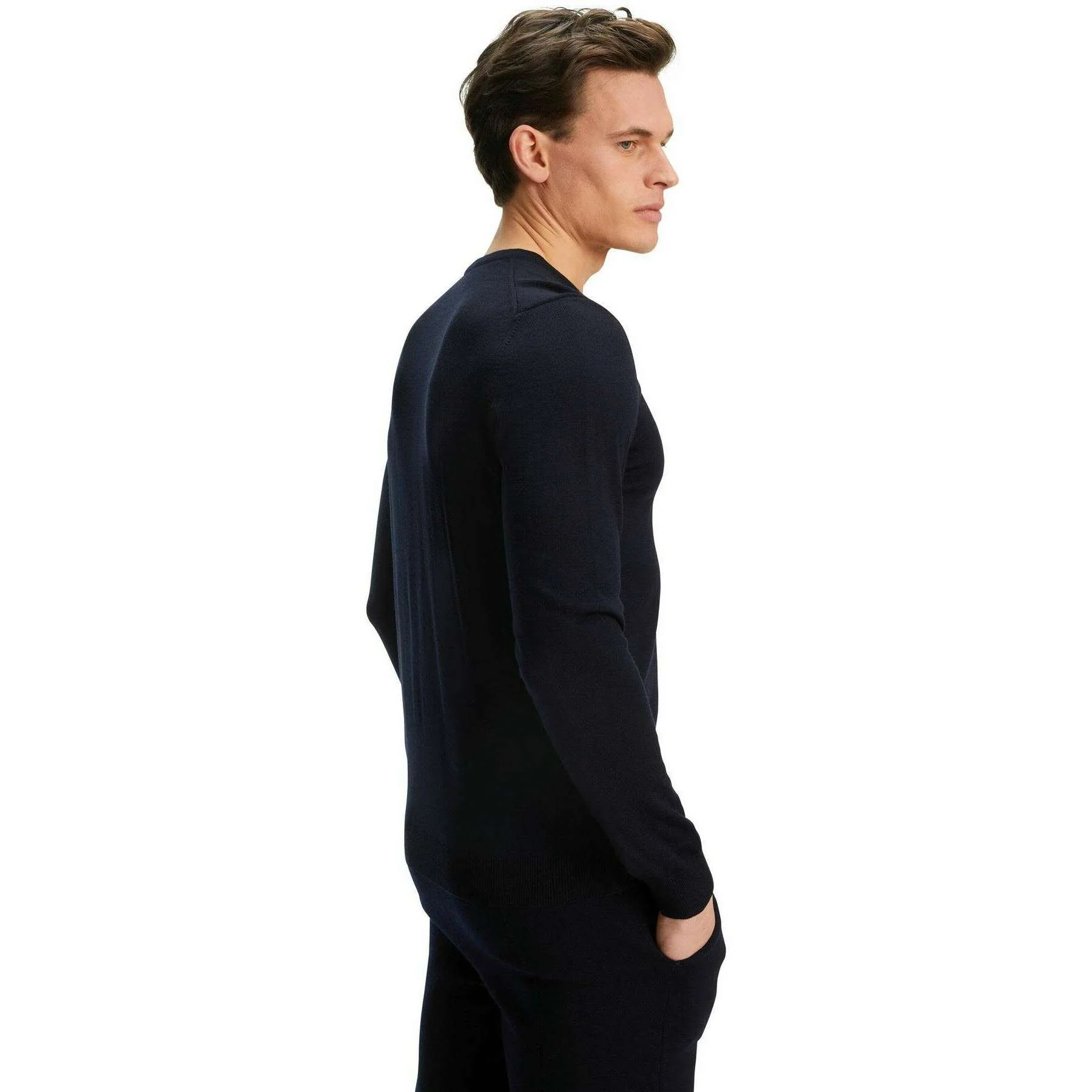 Falke Merino X-Fine V-Neck Sweater - Night Sky Navy - Image 4