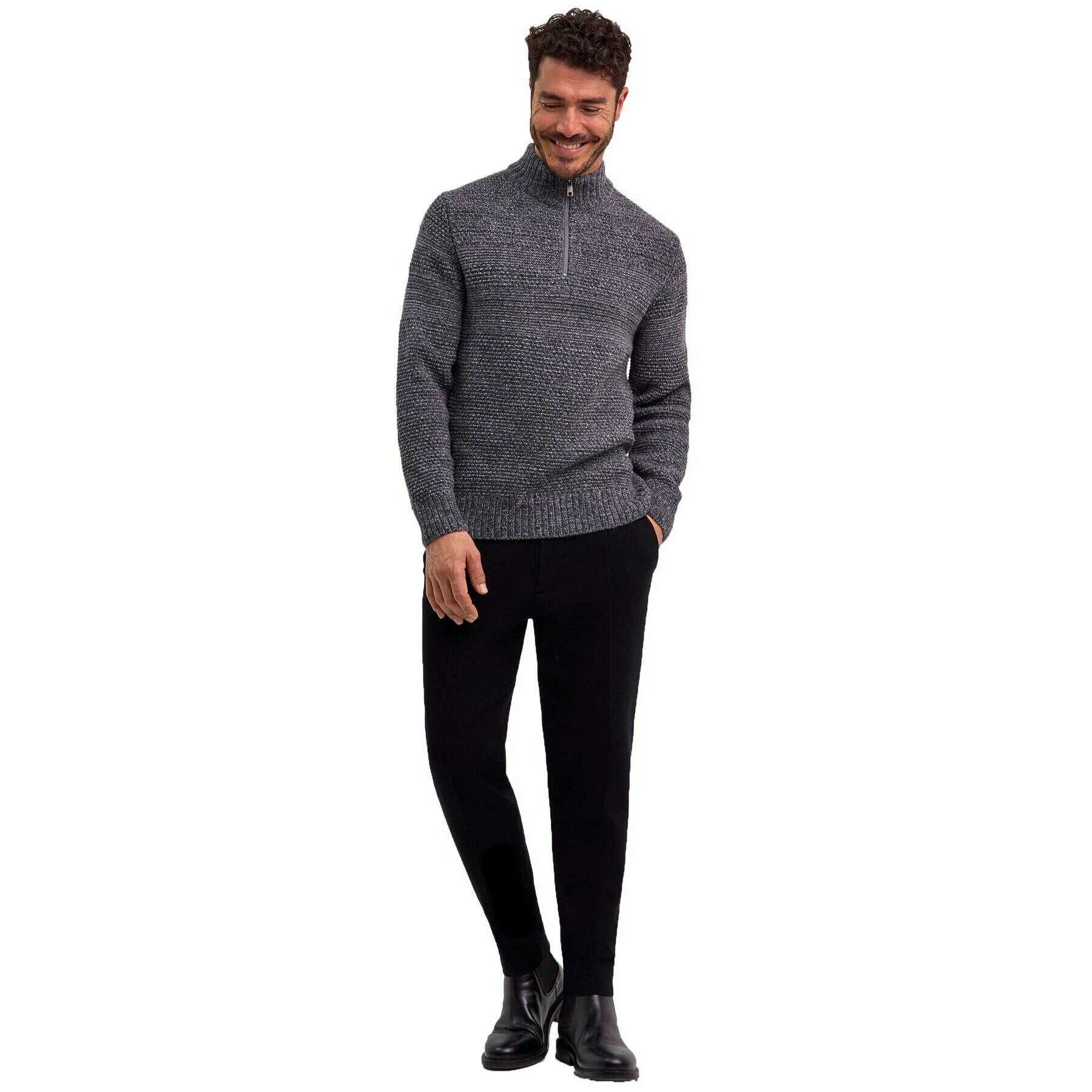 Falke Moulin  Half-Zip Sweater - Light Grey Mel - Image 6