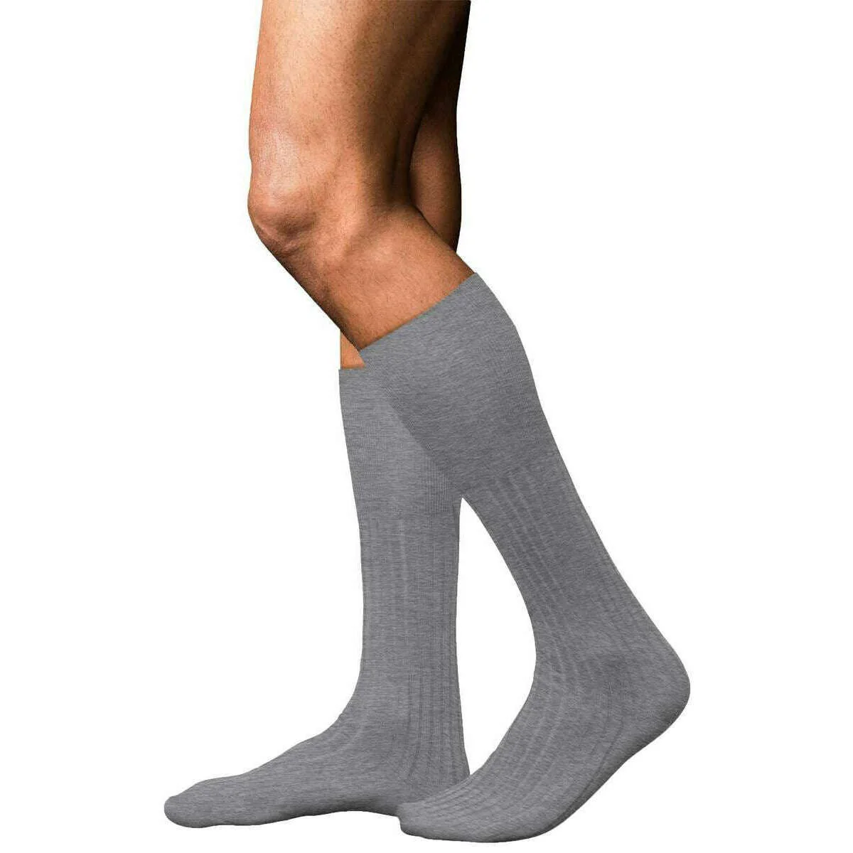 Falke No 13 Finest Piuma Cotton Knee High Socks - M. Grey Mel - Image 2