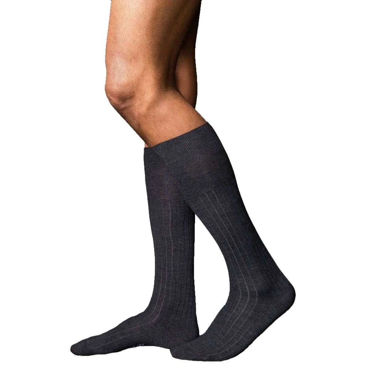 Falke No2 Finest Knee High Cashmere Socks - Anthracite Grey - Image 2
