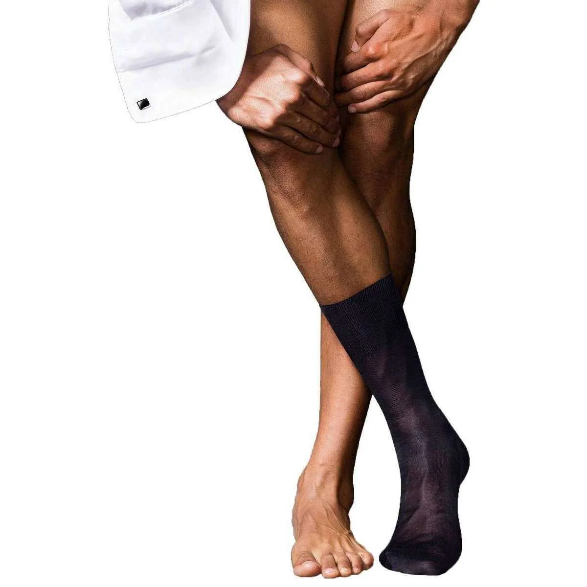 Falke No4 Pure Silk Midcalf Socks - Dark Navy
