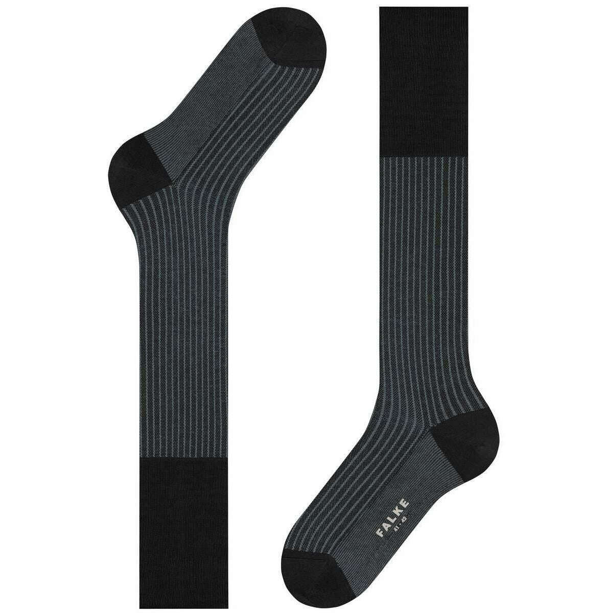 Falke Oxford Stripe Knee High Socks - Black Mix - Image 5
