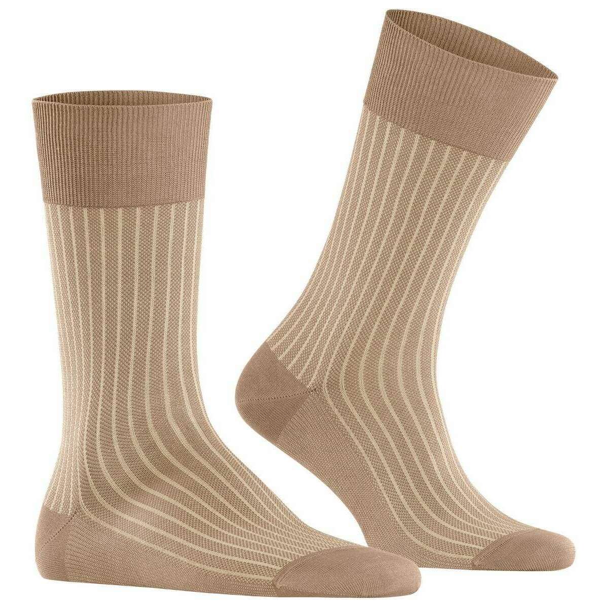 Falke Oxford Stripe Socks - Camel Brown - Image 2