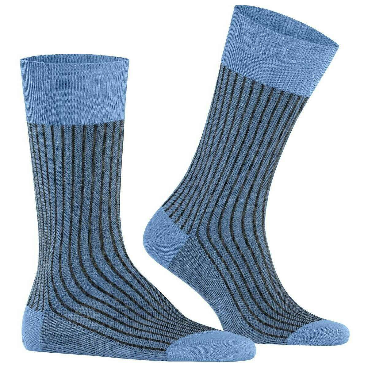 Falke Oxford Stripe Socks - Cornflower Blue - Image 2