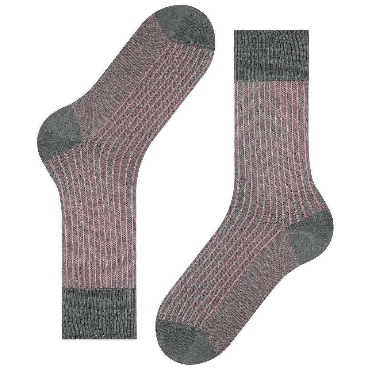 Falke Oxford Stripe Socks - Steel Mel Grey - Image 5