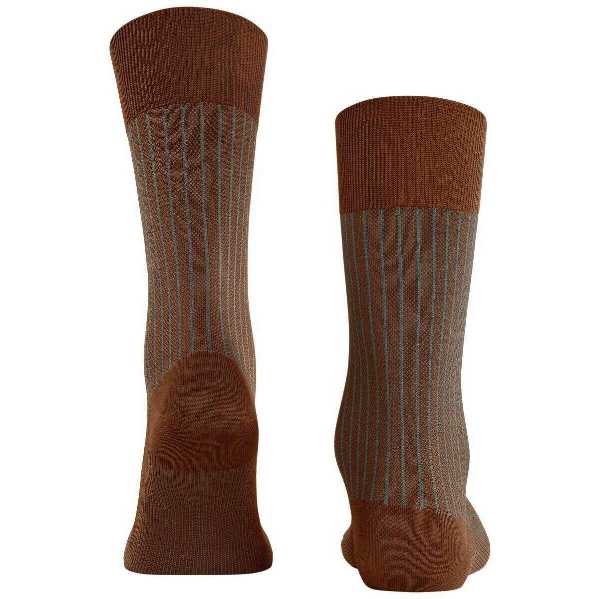 Falke Oxford Stripe Socks - Terracotta Brown - Image 3